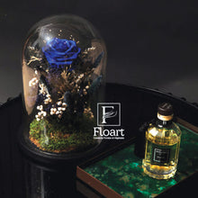 Charger l'image dans la galerie, Rose éternelle bleu sous cloche de verre Jardin Enchanté Floart Maroc
