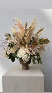 Création florale séchée pastel