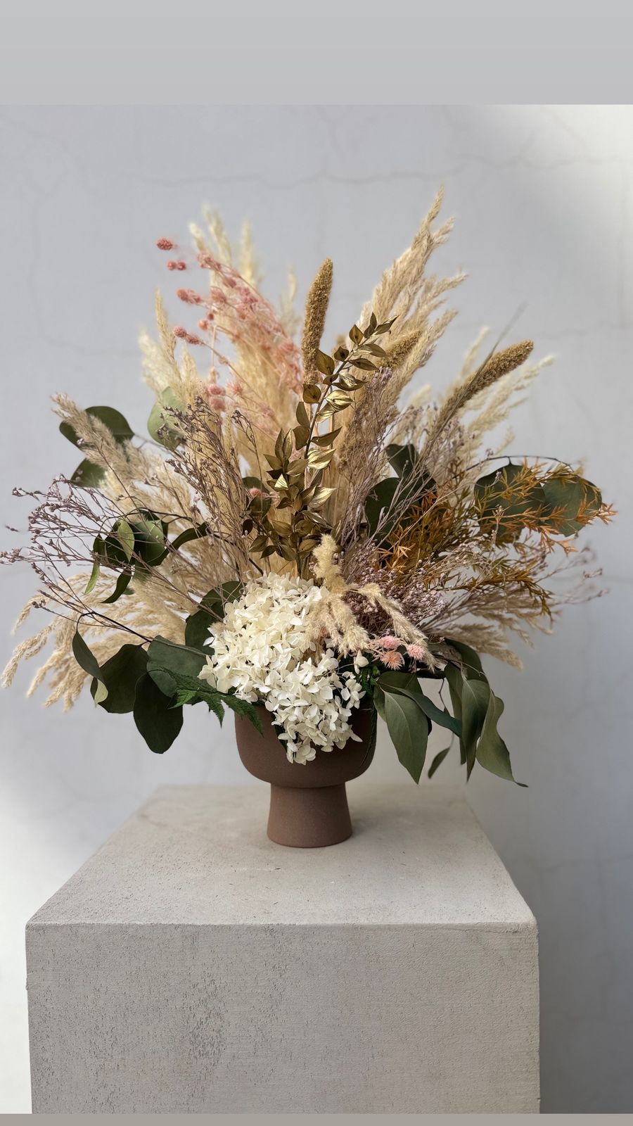 Création florale séchée pastel